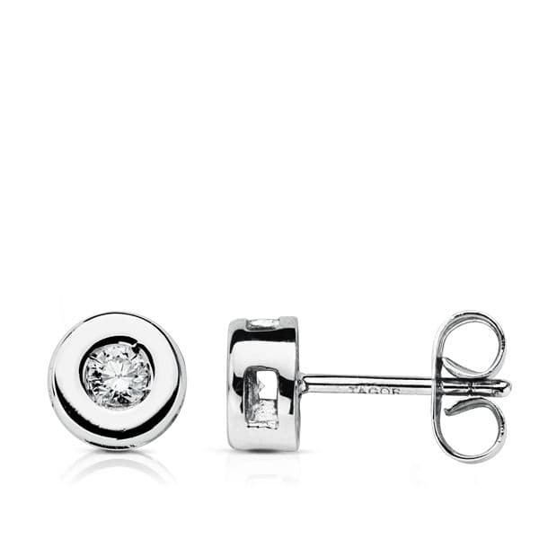 Örhängen i 18K vitguld Lab Diamonds 0,160 Cts VS2-G Storlek: 6 mm Snap-stängning