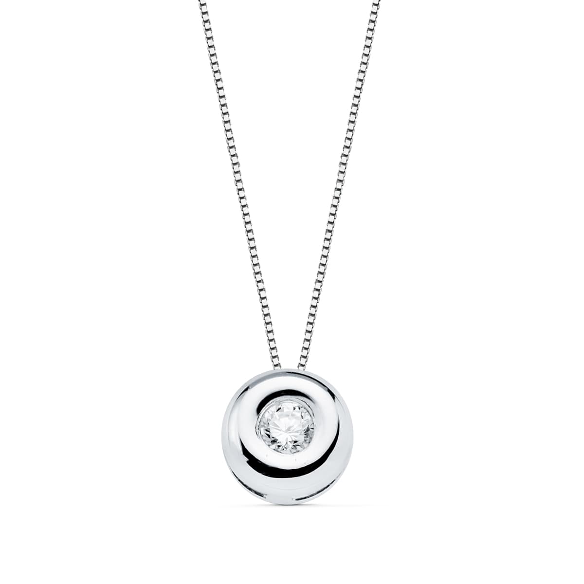 18K White Gold Choker 7MM Chaton Lab Diamond 3.40MM 0.150 Qts G-VS2 Chain 42CM