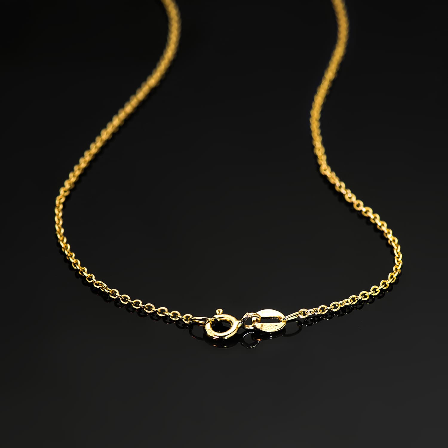 Lanț din aur galben de 18K, Rolo solid Lățime: 1,5 mm Lungime: 45 cm