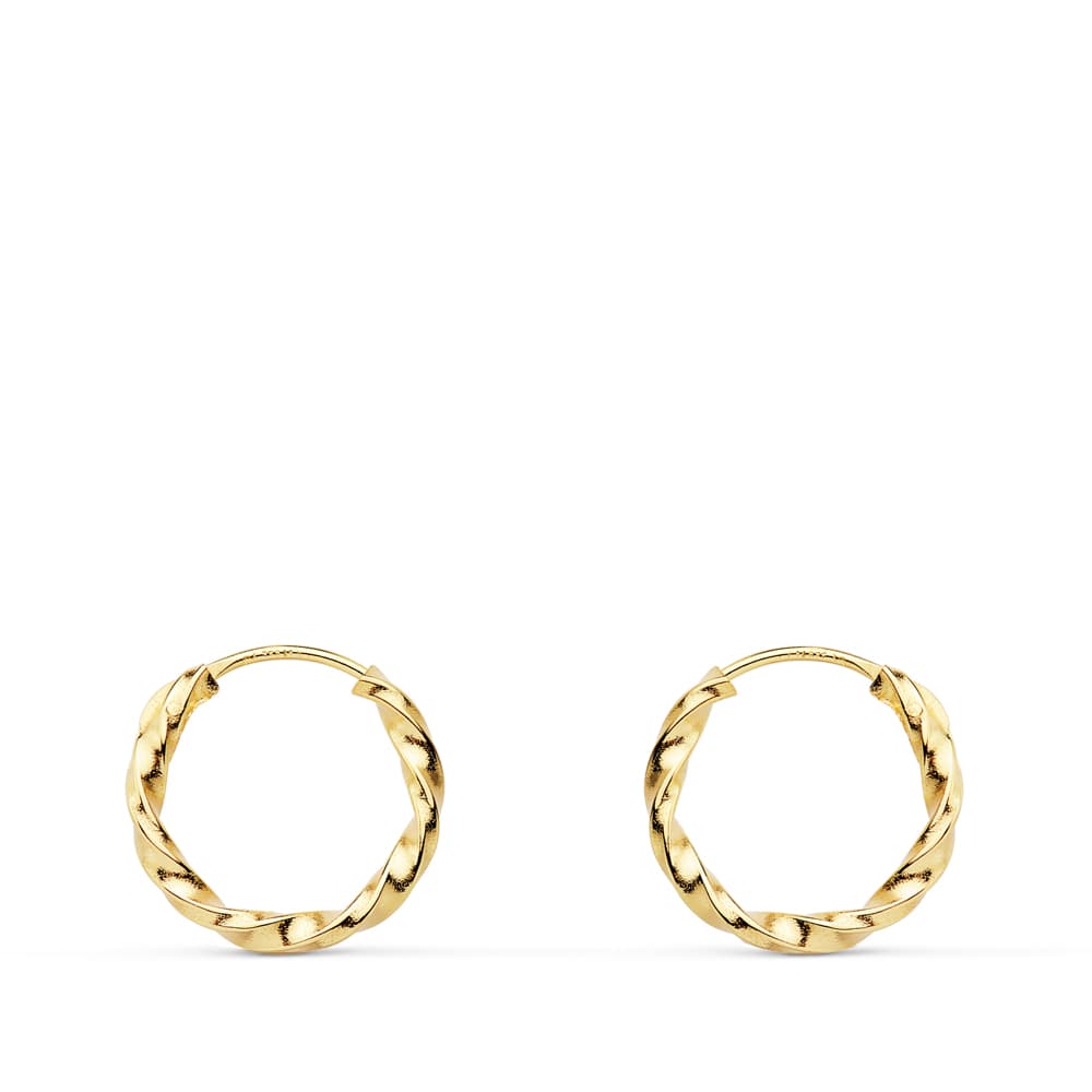 Cercei cu cerc răsucite din aur galben de 18K 12 X 1,50 mm