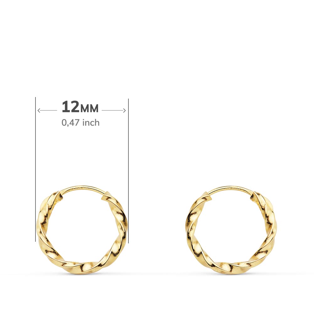 Cercei cu cerc răsucite din aur galben de 18K 12 X 1,50 mm