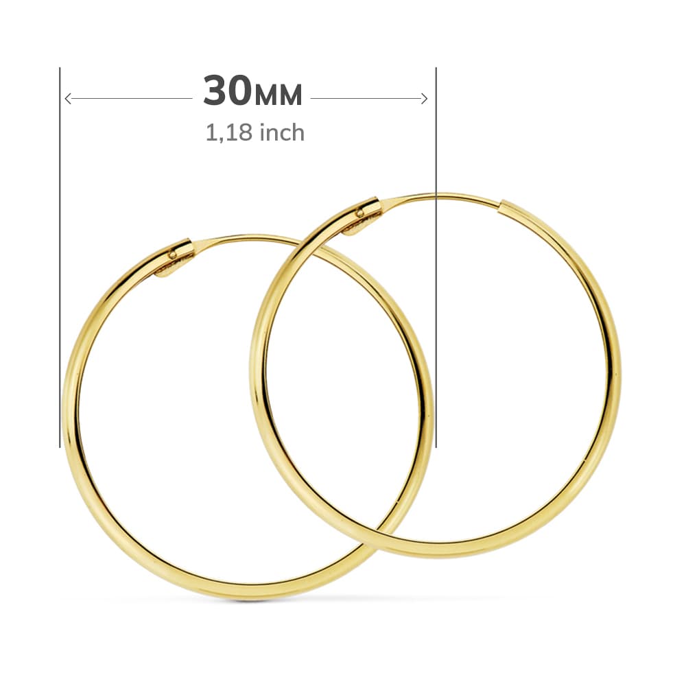 Klare 18 K gult gull øredobber 30X3 mm vanlig halvrunde