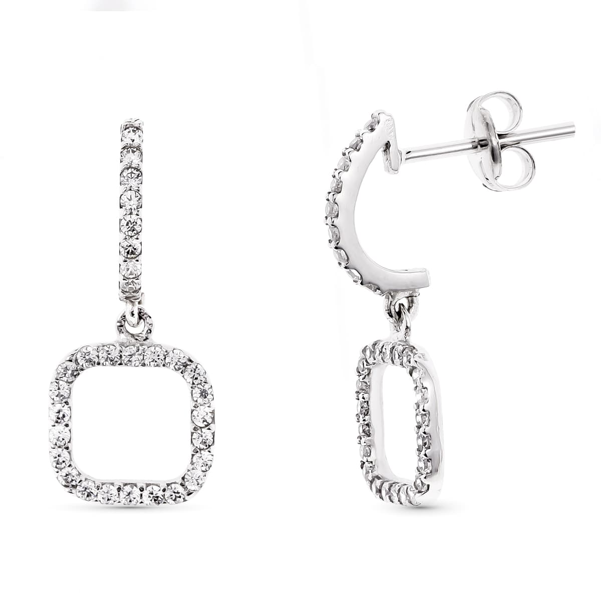 Cercei cu aur alb de 18K 19 X 8 Mm. Închidere pentru cărucior fluture