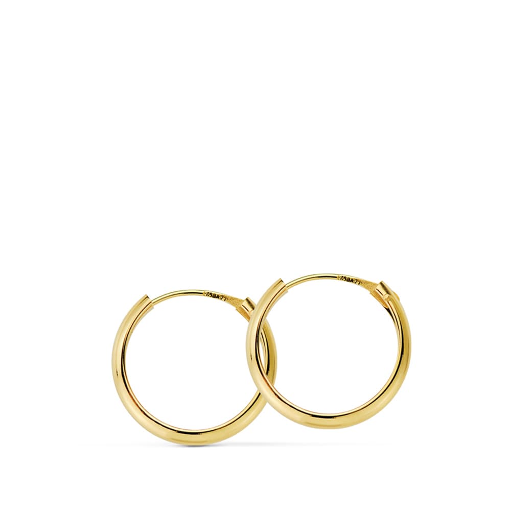 Brincos semicírculo em ouro amarelo 18K liso e claro 14X2 mm