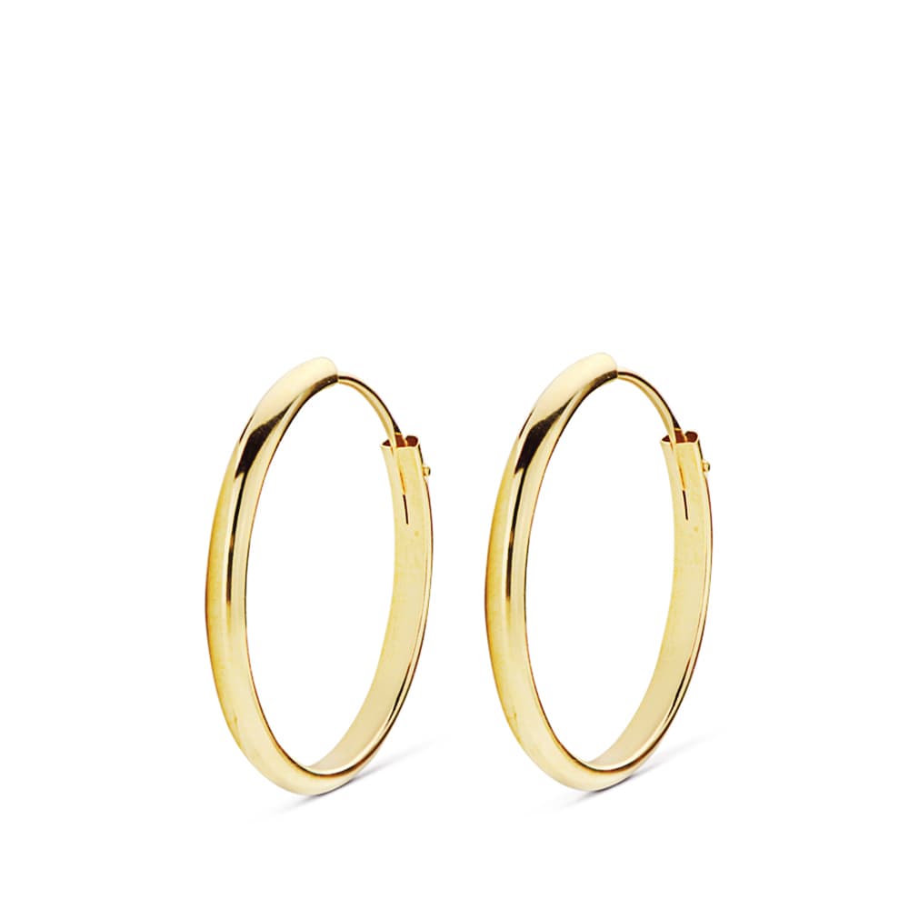 Halve cirkel oorbellen in 18K geel goud, glad en licht 20X2 mm