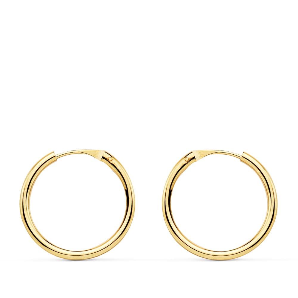 Brincos redondos e leves em ouro amarelo 18K 16X150 mm