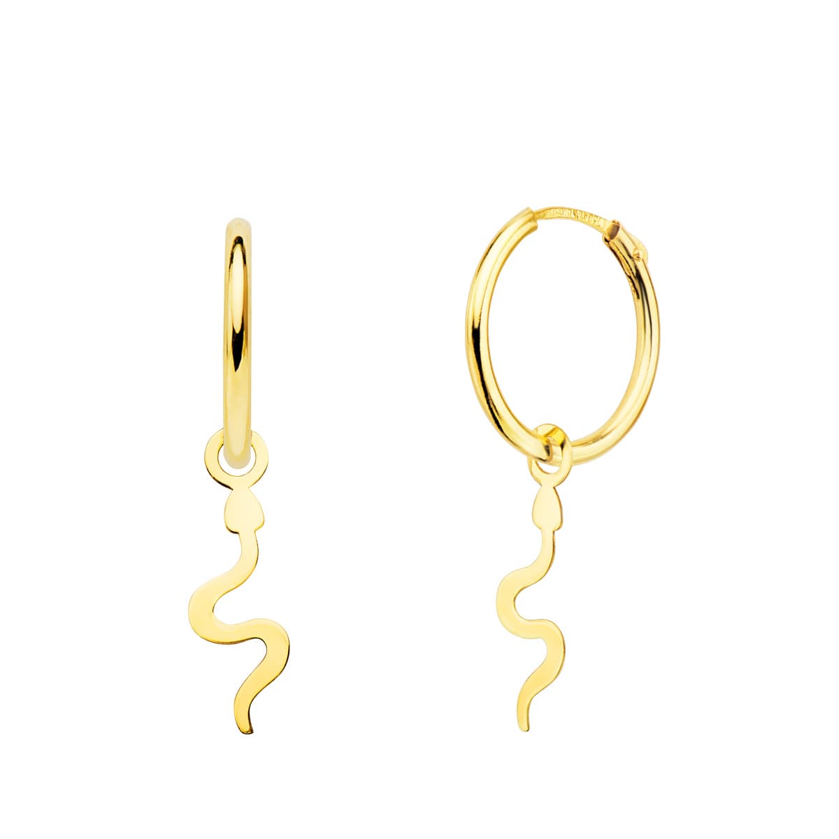 Náušnice ve tvaru hada z 18K žlutého zlata 12x5 mm 12x1,5 mm