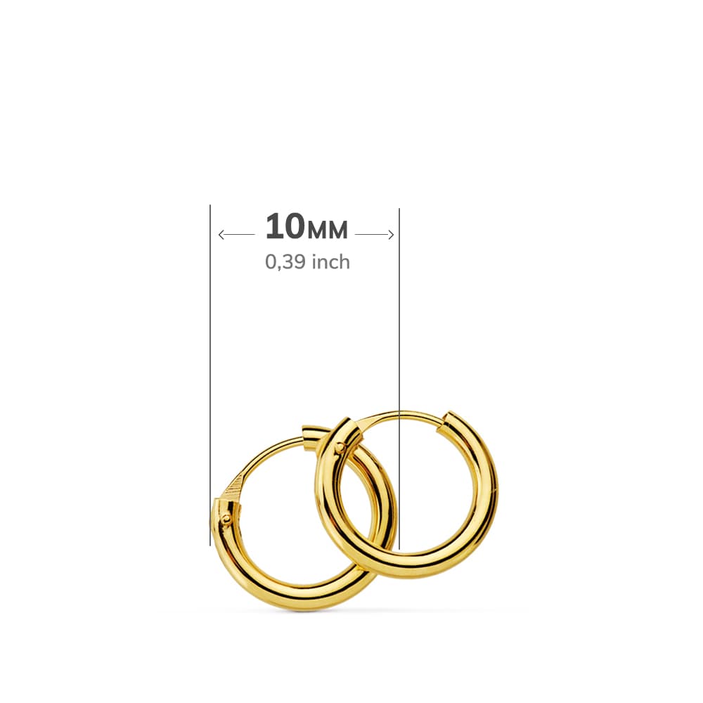Lichtgewicht gladde oorringen 18K geel goud 10X150 mm