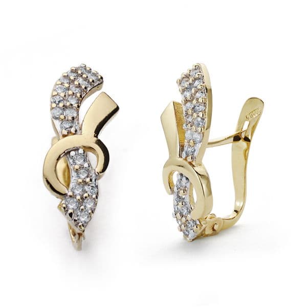18K kéttónusú arany fülbevaló 18X7 mm katalán csattal