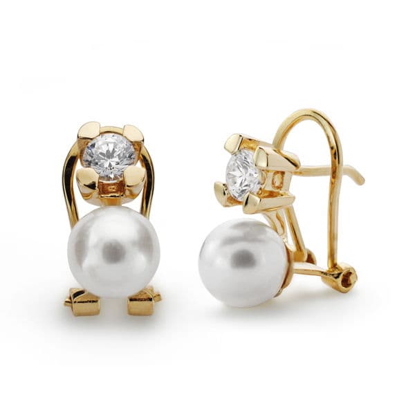Kultiverede Pearl Claw øreringe 18K gul guld 7-75 mm Omega lås