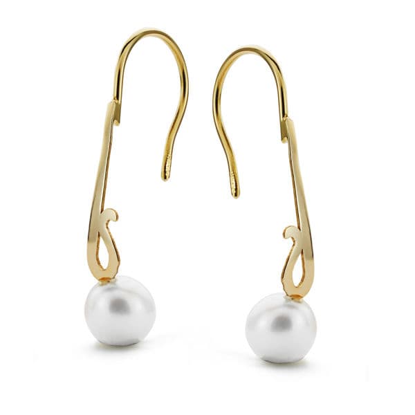 Cercei Lungi Perle Aur Galben 18K 25X6 mm