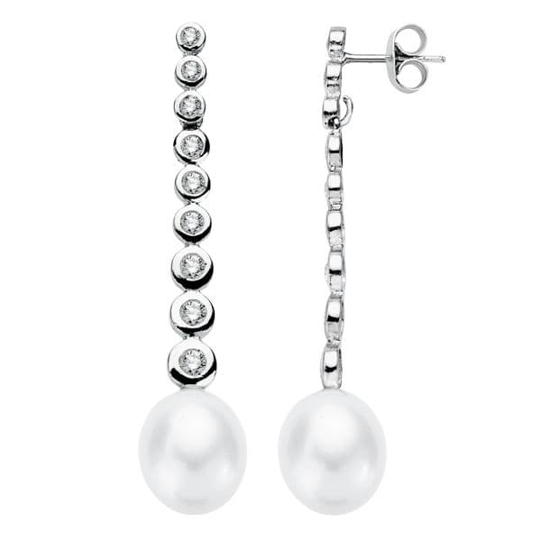 18K Bucles d'oreilles Perle en Or Fermoir Poussettes Papillon