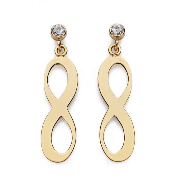 Boucles d'oreilles Infini Or Jaune 18K 20X6 mm Fermoir Poussettes Papillon