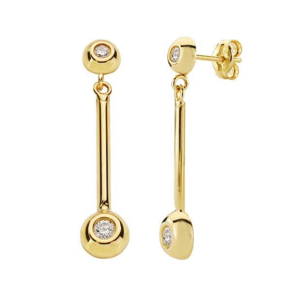 Brincos Chatonesor Amarelo 18K 30X6 mm Fecho para Carrinho Borboleta