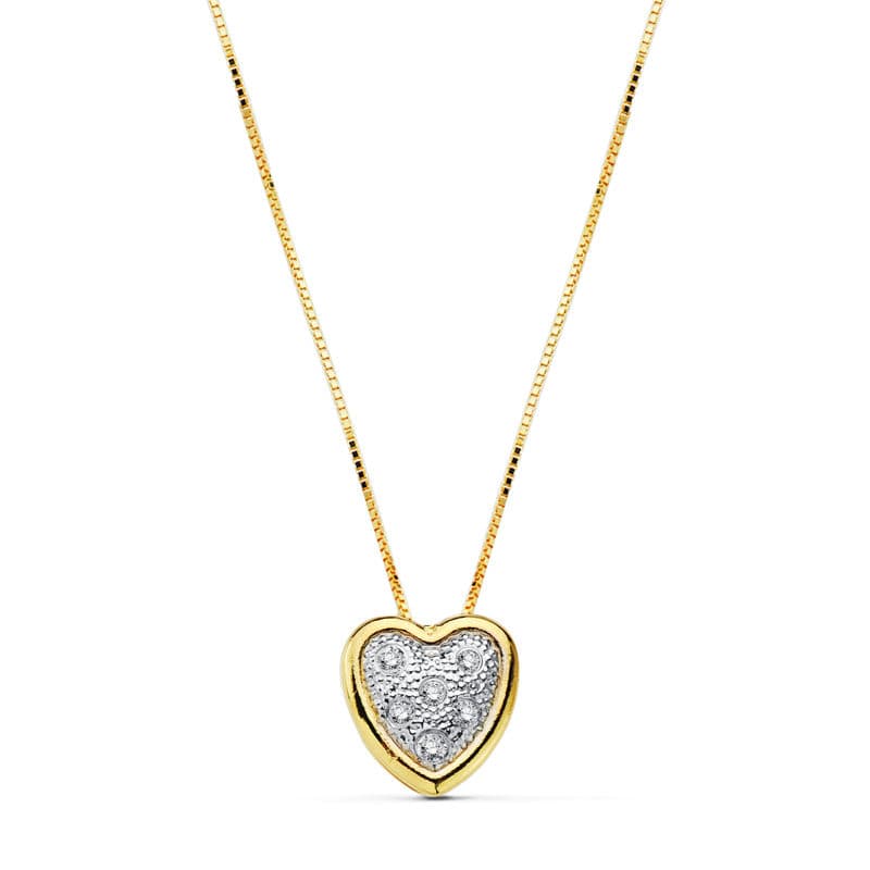 18K harthanger aan tweekleurige gouden ketting van 42 cm