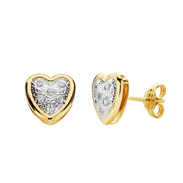 18K tofarget gull Zirconia hjerte øredobber 8X8 mm sommerfugl barnevogn lås