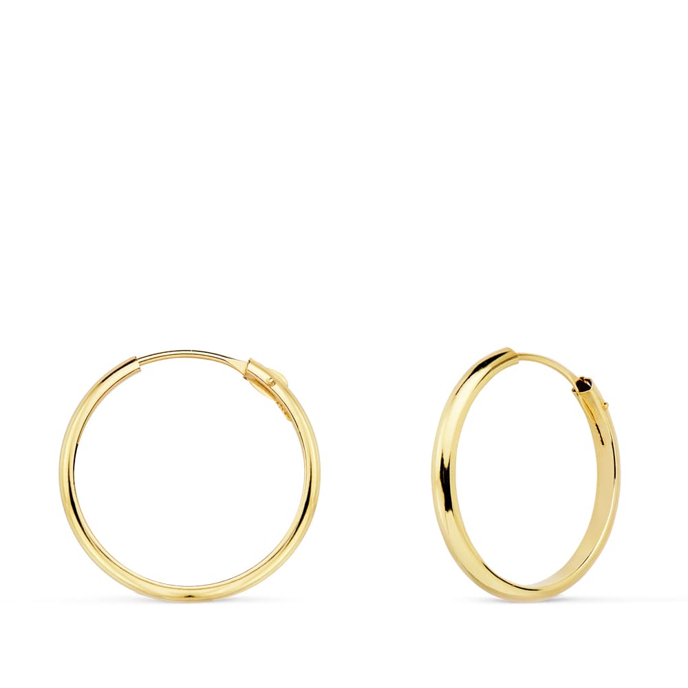 Klare 18K gult gull øredobber 18X2 mm vanlig halvrunde