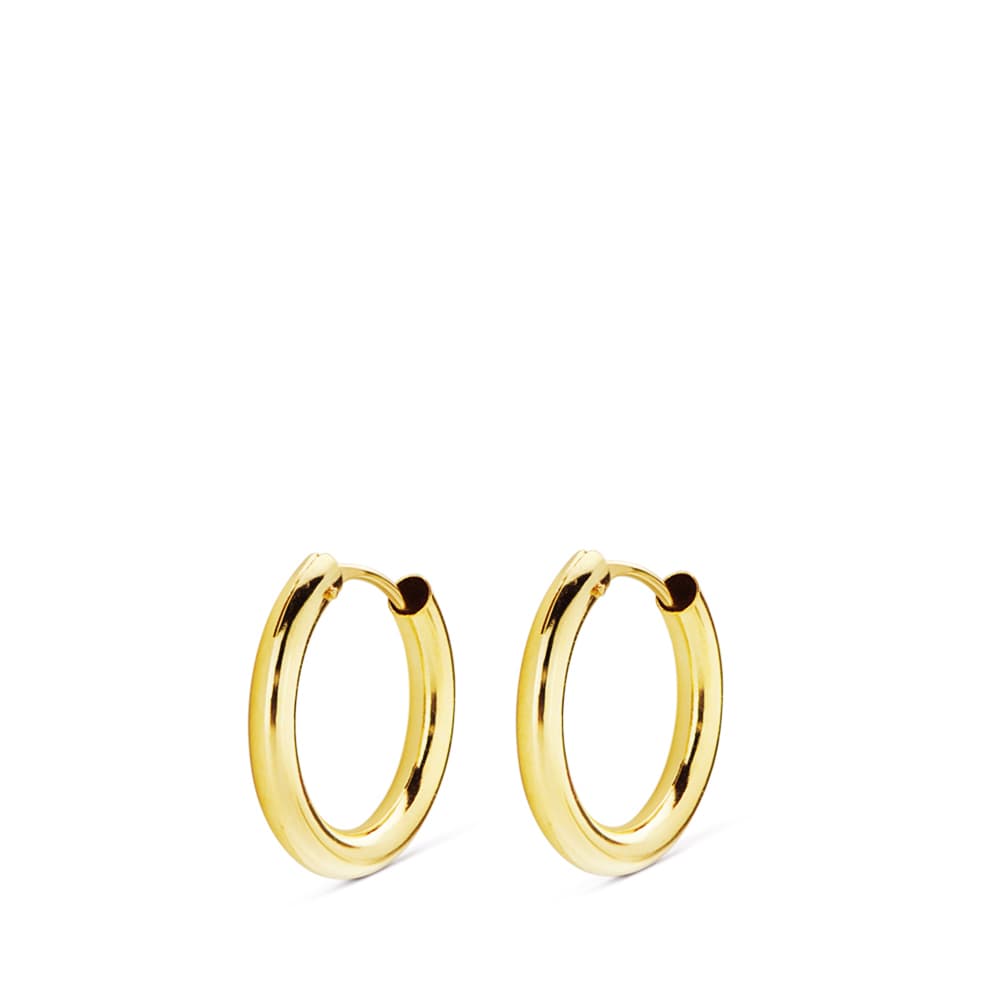 Cercei din Aur Galben de 18K Rotunzi si Usori 14X2 mm
