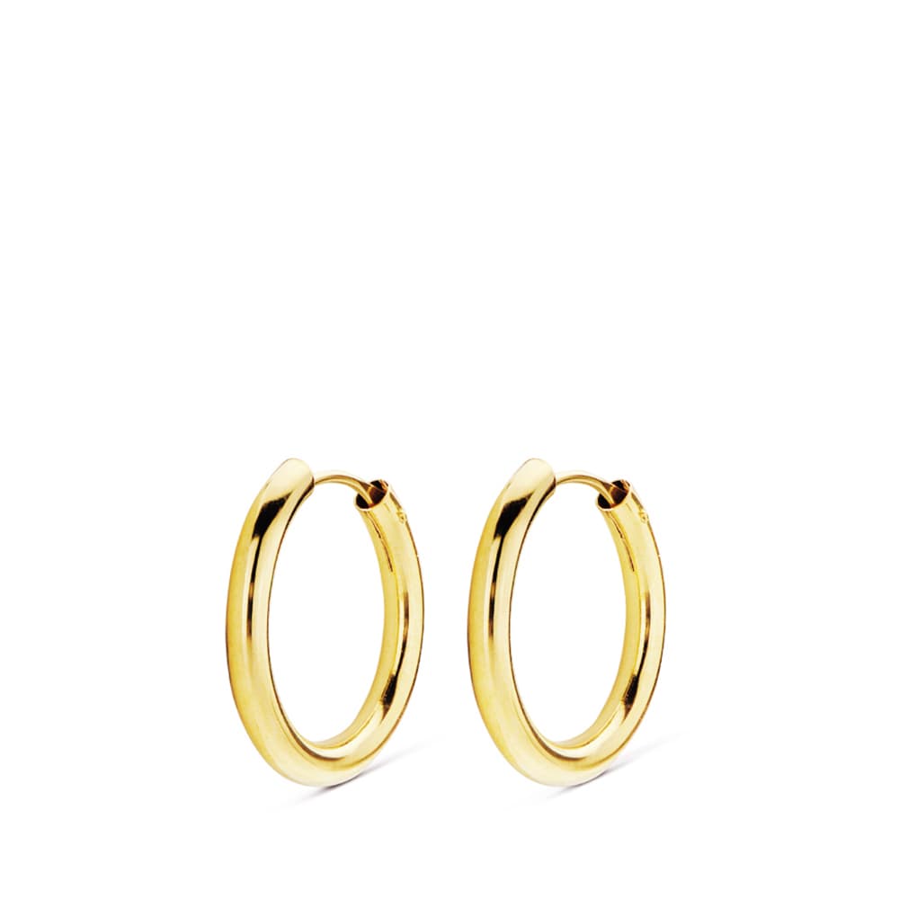 Cercei din Aur Galben de 18K Rotunzi si Usori 16X2 mm