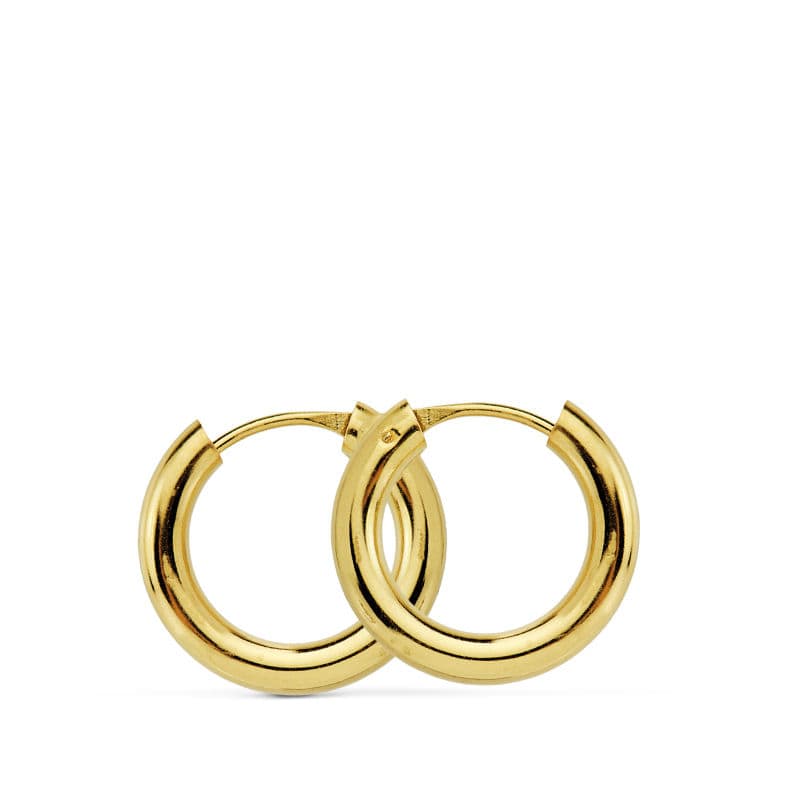 Boucles d'oreilles Or Jaune 18K Rondes et Légères 14X25 mm