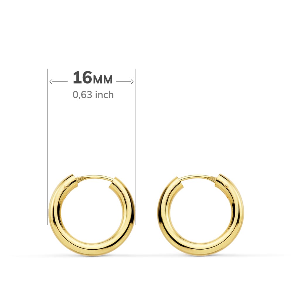 18K gult gull runde og lette øredobber 16X25 mm