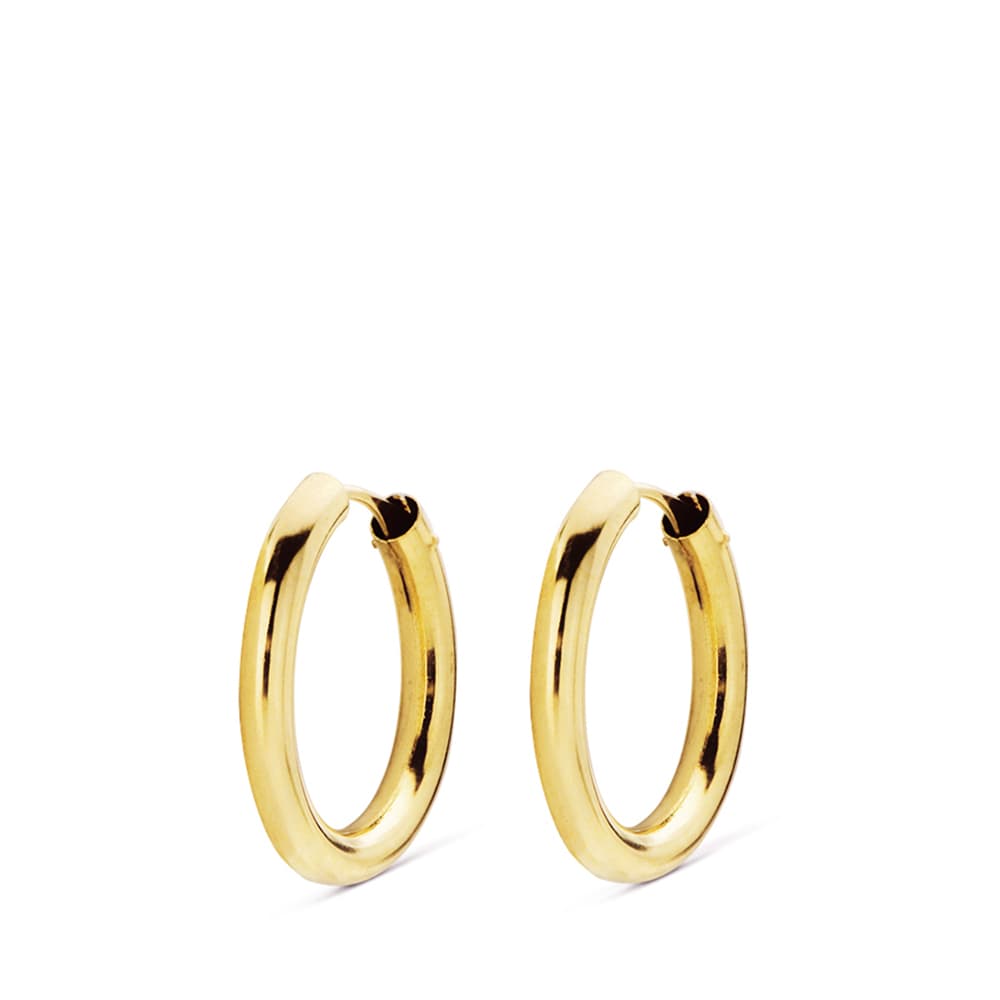 18K lehké hladké kruhové kruhové náušnice ze žlutého zlata. Rozměr 18 x 2,5 mm