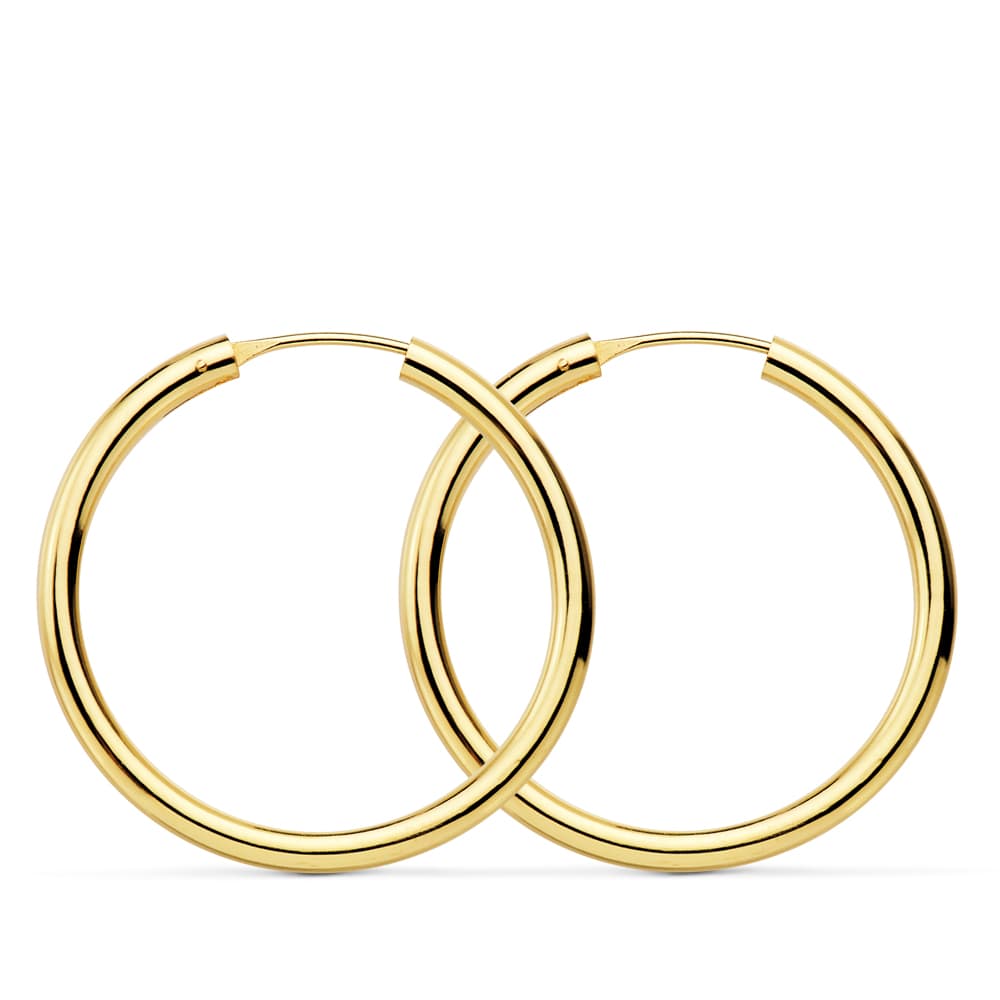 Ohrringe aus 18-karätigem Gelbgold, rund und hell, 30 x 25 mm