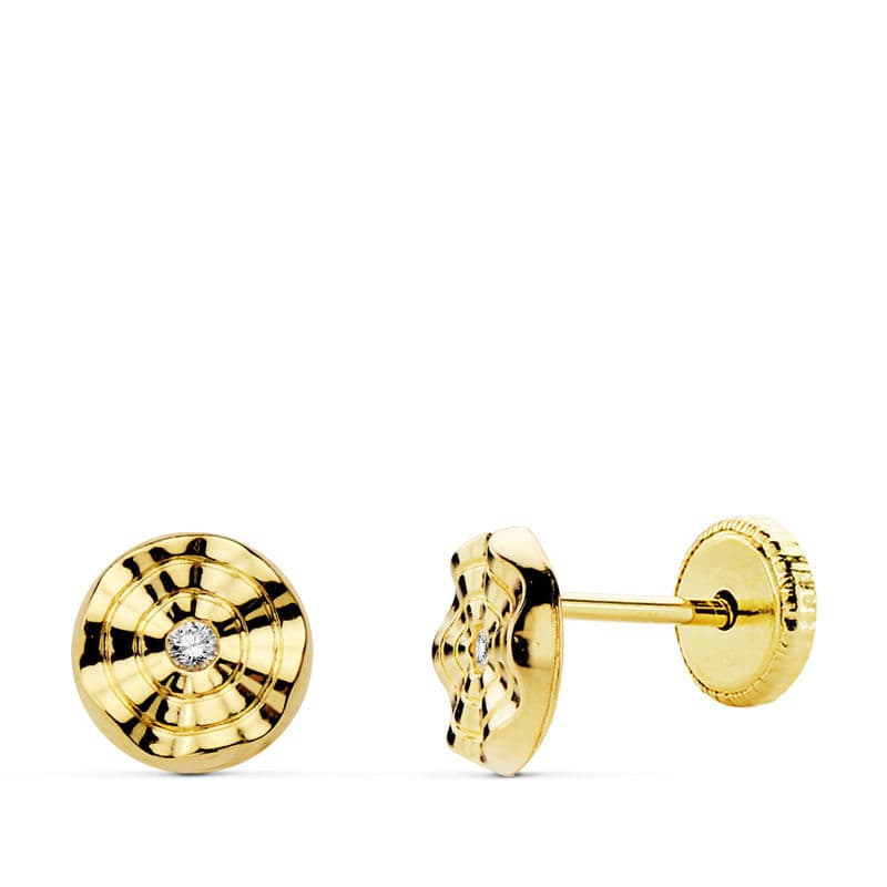 Pendientes Redondos Circonita 18K 6 mm