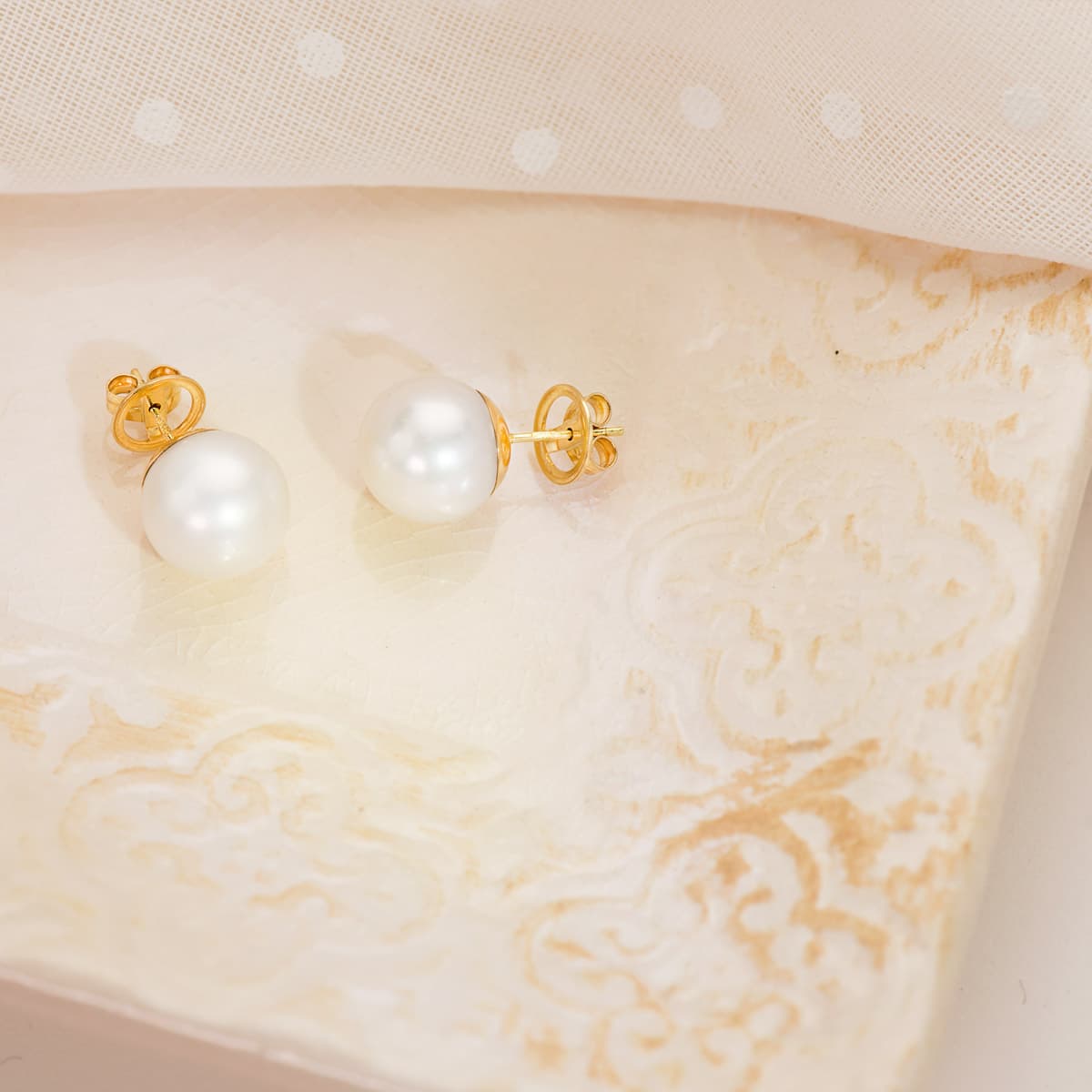 Australian Pearl örhängen 18K gult guld 115-12 mm Butterfly Barnvagn lås