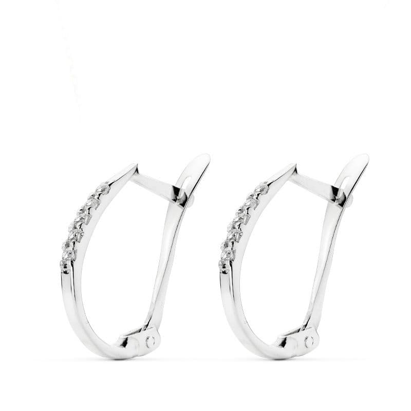 18K Boucles d'oreilles Or Blanc 1.5 mm 17 X 9 mm Fermoir Catalan
