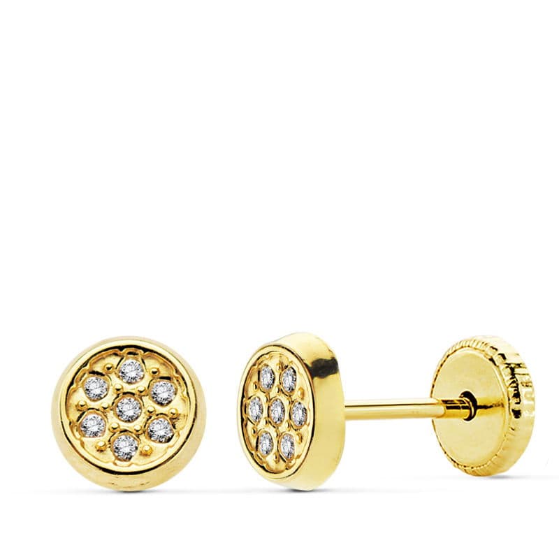 Pendientes Oro Amarillo 18K Circonitas 5,5 mm