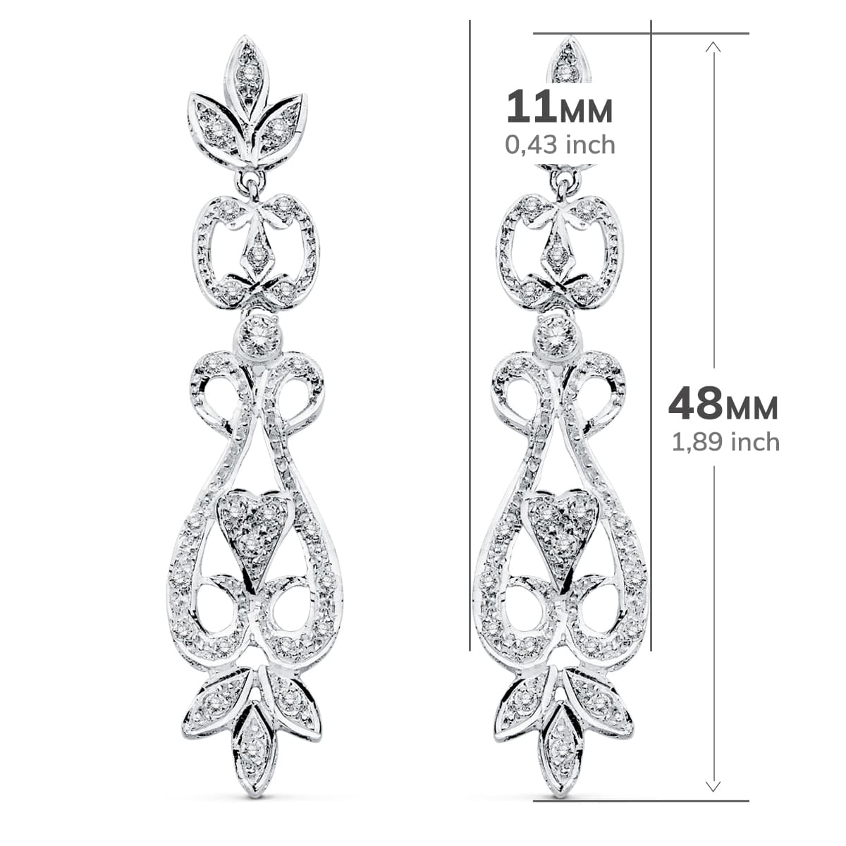 Pendientes de Oro Blanco de 18K