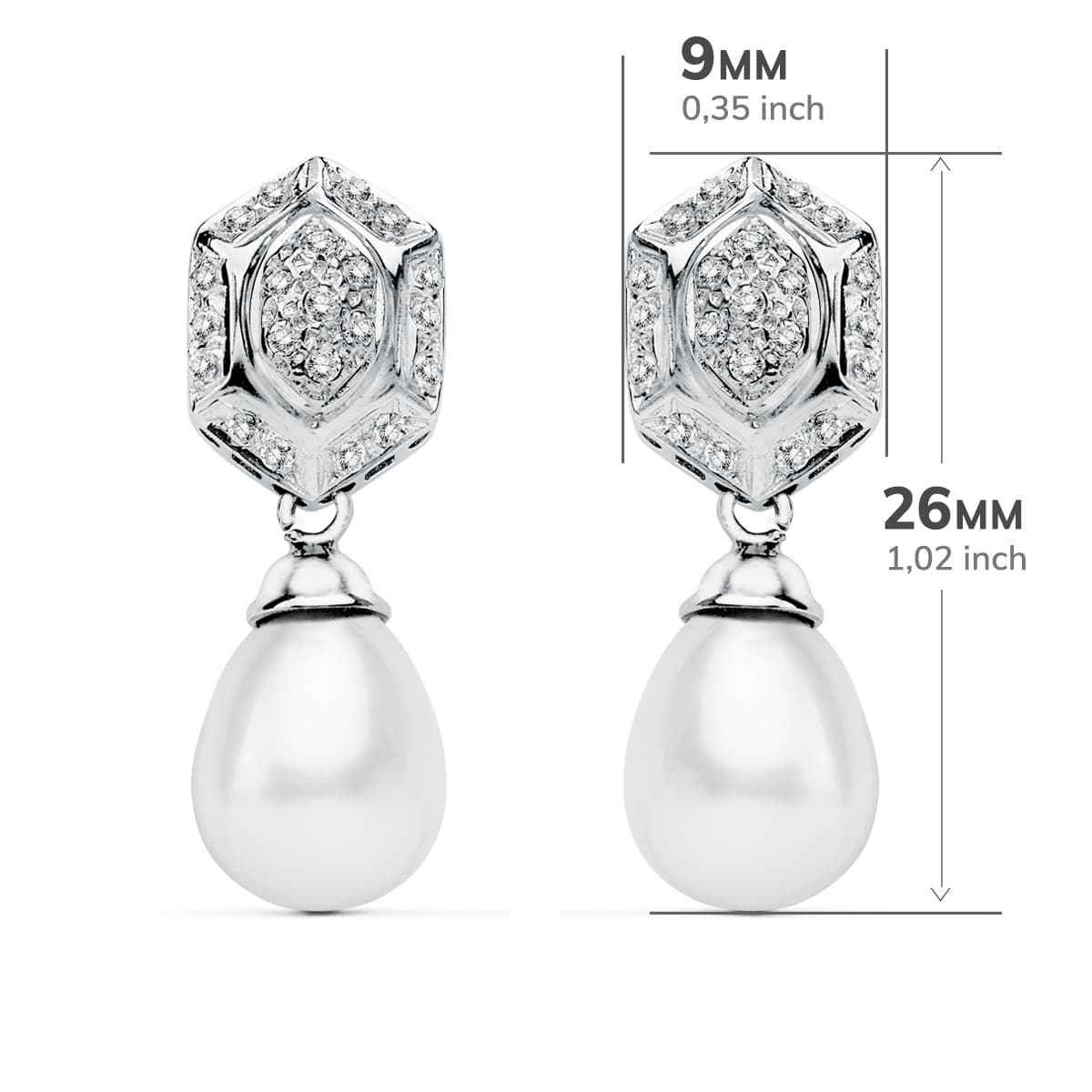 Pendientes de Perlas en Oro Blanco de 18K