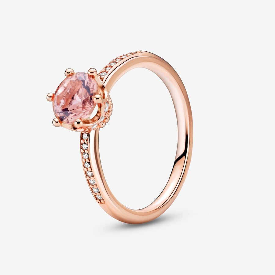 Bague Pandora Solitaire Couronne Doré Rose – Azuline