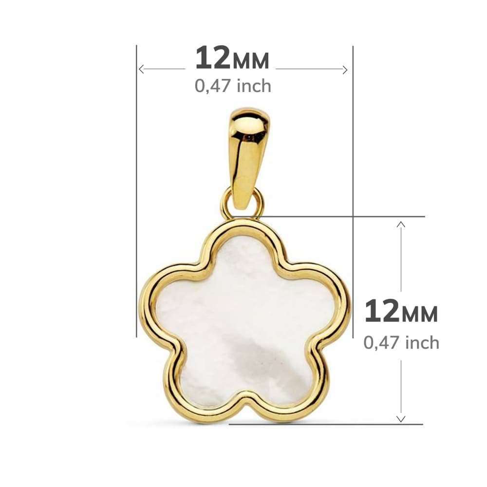 Collier Or Jaune 18K Fleur de Nacre 12X12 mm