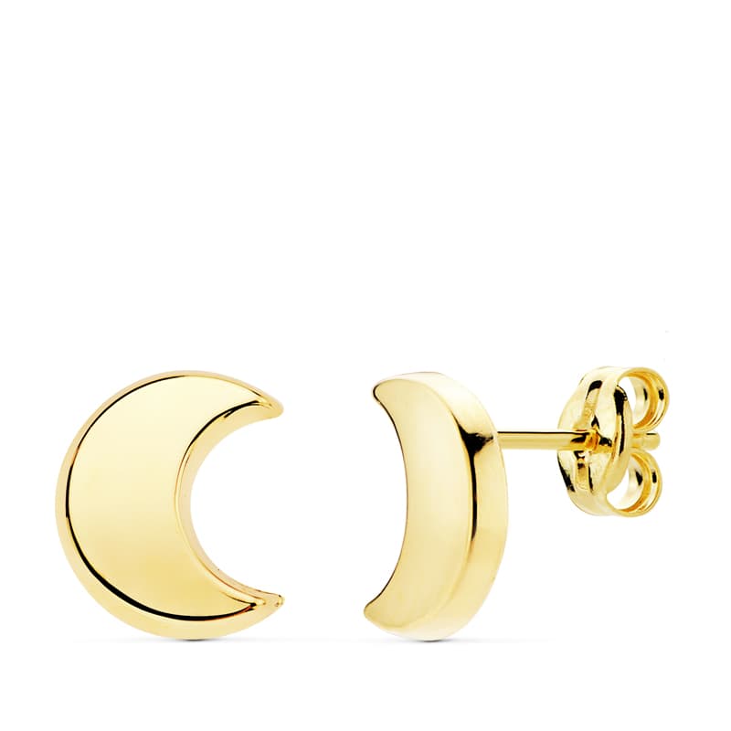 Brincos Lua 18K com fecho borboleta 9 x 8 mm