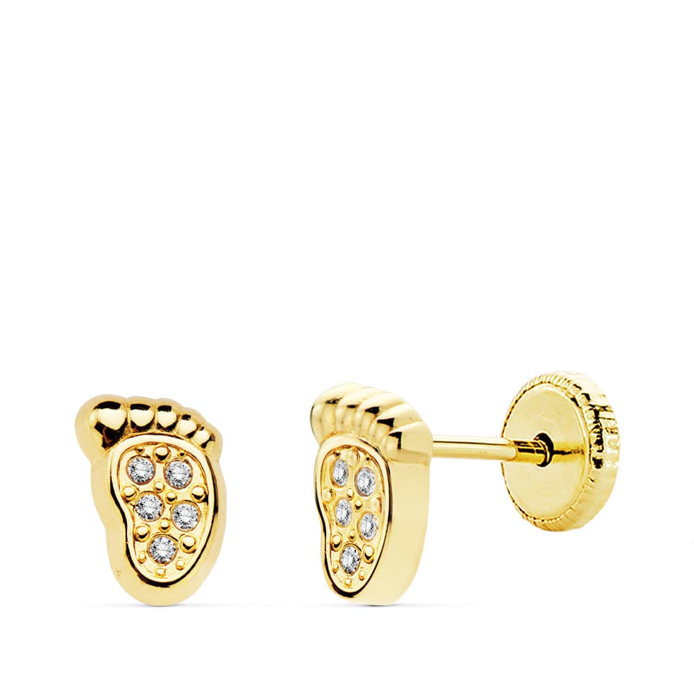 18K Boucles d'oreilles Or Jaune 6.5 X 4 mm Fermoir a Vis