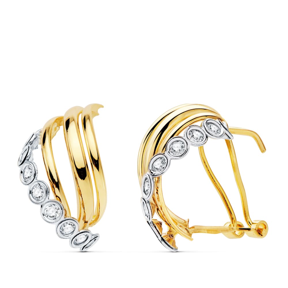 18K tofarget gull øredobber Band 18 X 10 mm Omega lås