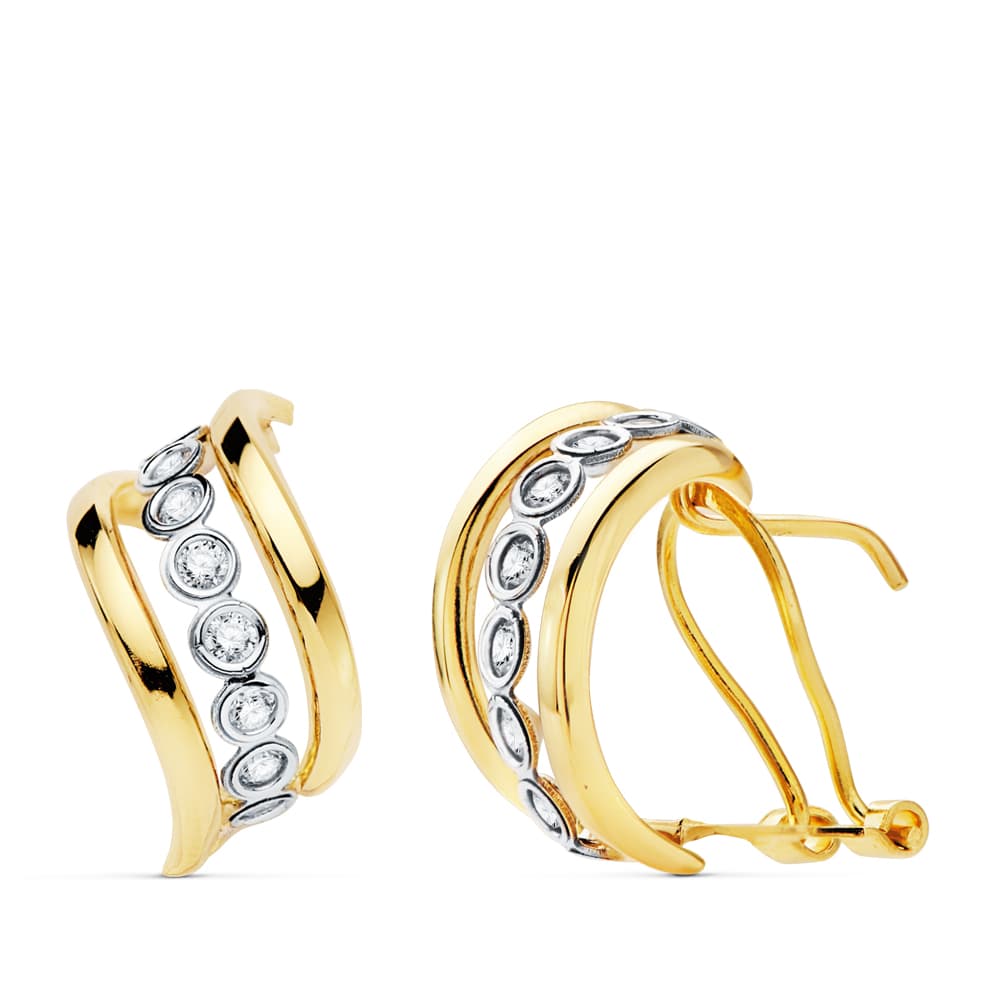 18K tofarget gull øredobber Band 17 X 8 mm Omega lås