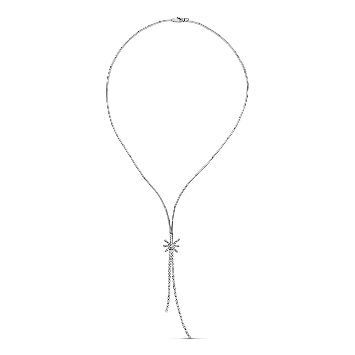 18K Collier en Or Blanc Étoile et Zircons