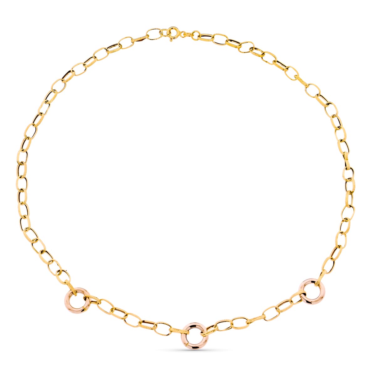 18K ツートンカラー ゴールド ブレスレット リンク 45 Cm