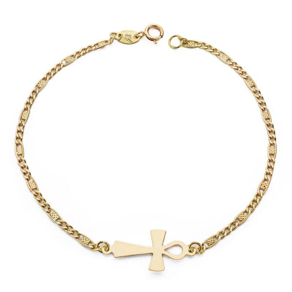 クロス オブ ライフ ブレスレット 18K イエロー ゴールド 19 cm