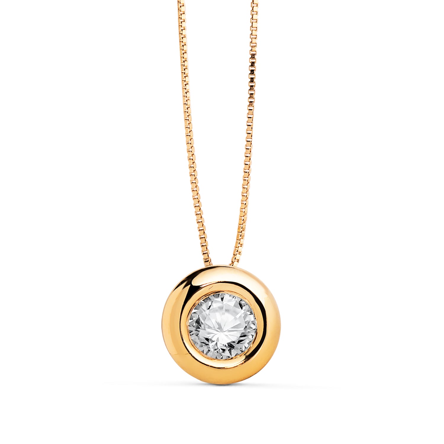 Choker en Or Jaune 18K Chaton Chaton 8MM Lab Diamond 5 mm 0,325 Qts G-VS2 Chain 42CM