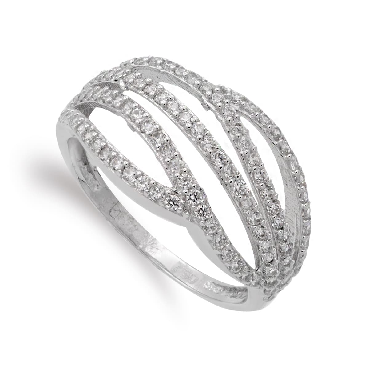 18K Vitguld Ring med Zirkon Bredd: 10,5 mm