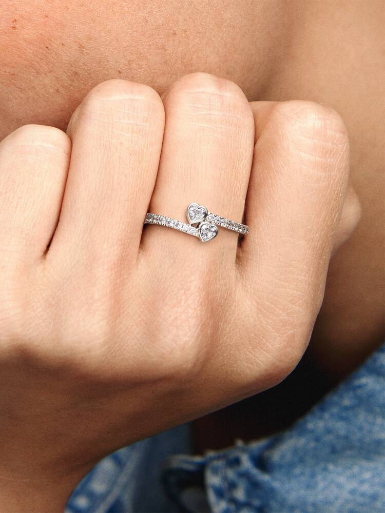 Bague Pandora - Deux Cœurs Scintillants | 191023CZ