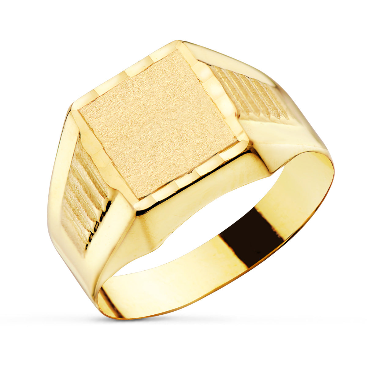 Riddare i 18K gult guld kadett ihålig gravyr snidat område 7 x 7 mm