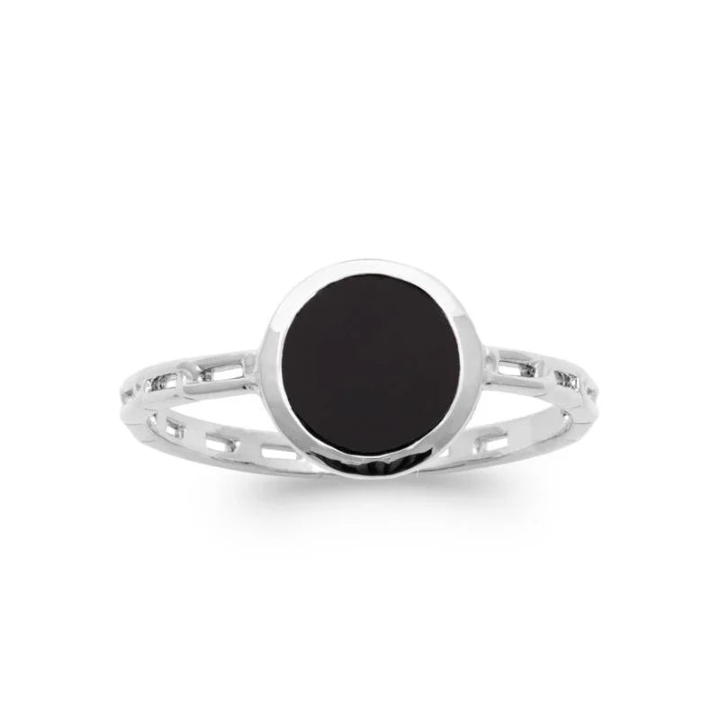 Oval svart agatring – silver | Azulin view 2