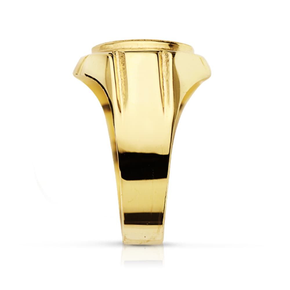 Chevalier Or Jaune 18K Creux Sculpté Zone de Gravure Ovale 12 X 105 mm