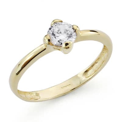 18K Gulguld Zirkon Solitaire Ring 5 mm