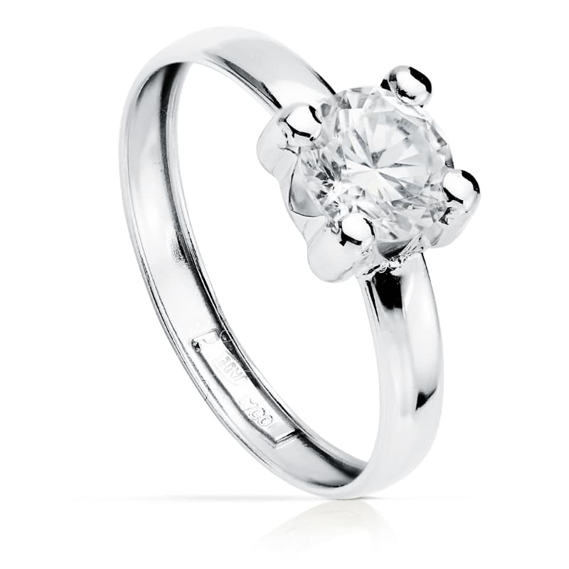 18K vitguld Zircon Solitaire Ring